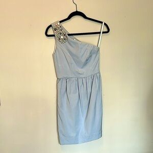 Shoshanna One Shoulder blue Embellished Dress in size 2